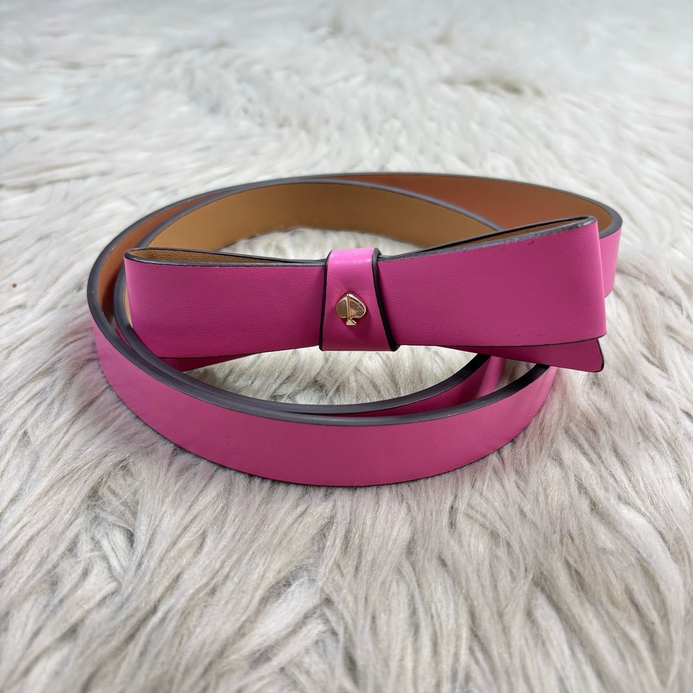 Kate Spade Women's M Pink Faux Leather Bow Belt Twee Preppy Kawaii